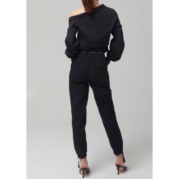 NWT RtA Zelie Curved Zip Detail Trouser Black Pants - Picture 3 of 16